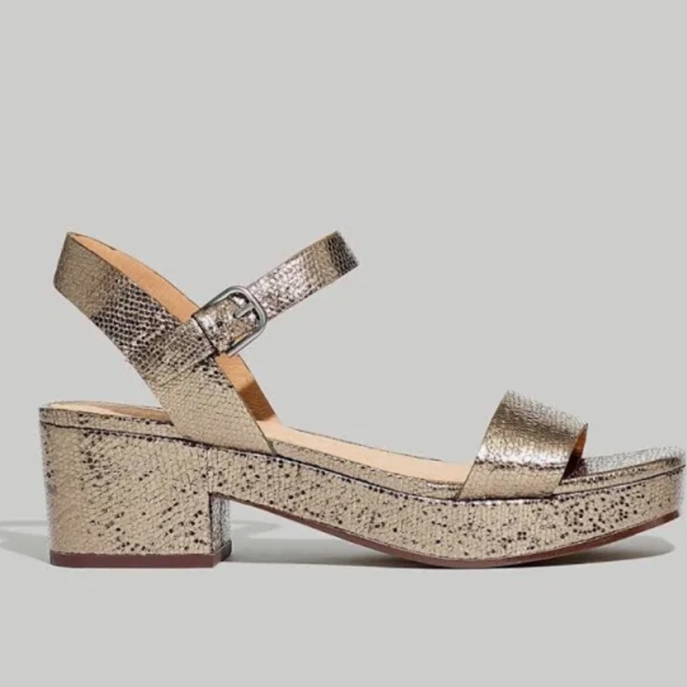 Madewell Lina Pewter Metallic Block Heel Platform Sandals - Picture 5 of 5